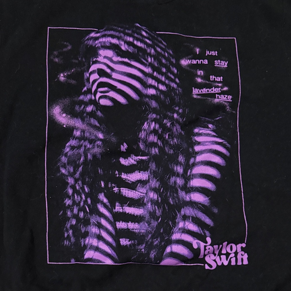 Taylor Swift Black Sweater with Purple Graphic